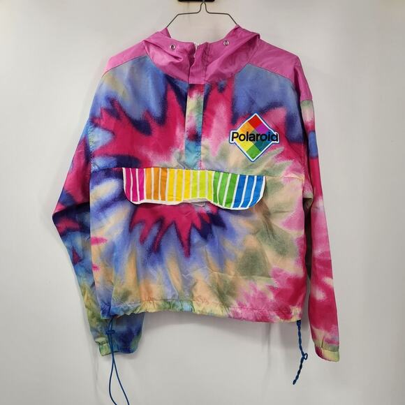 POLAROID Tie Dye Colorful Multi-Color Hooded Pullover Womens Size Large L - Picture 1 of 4